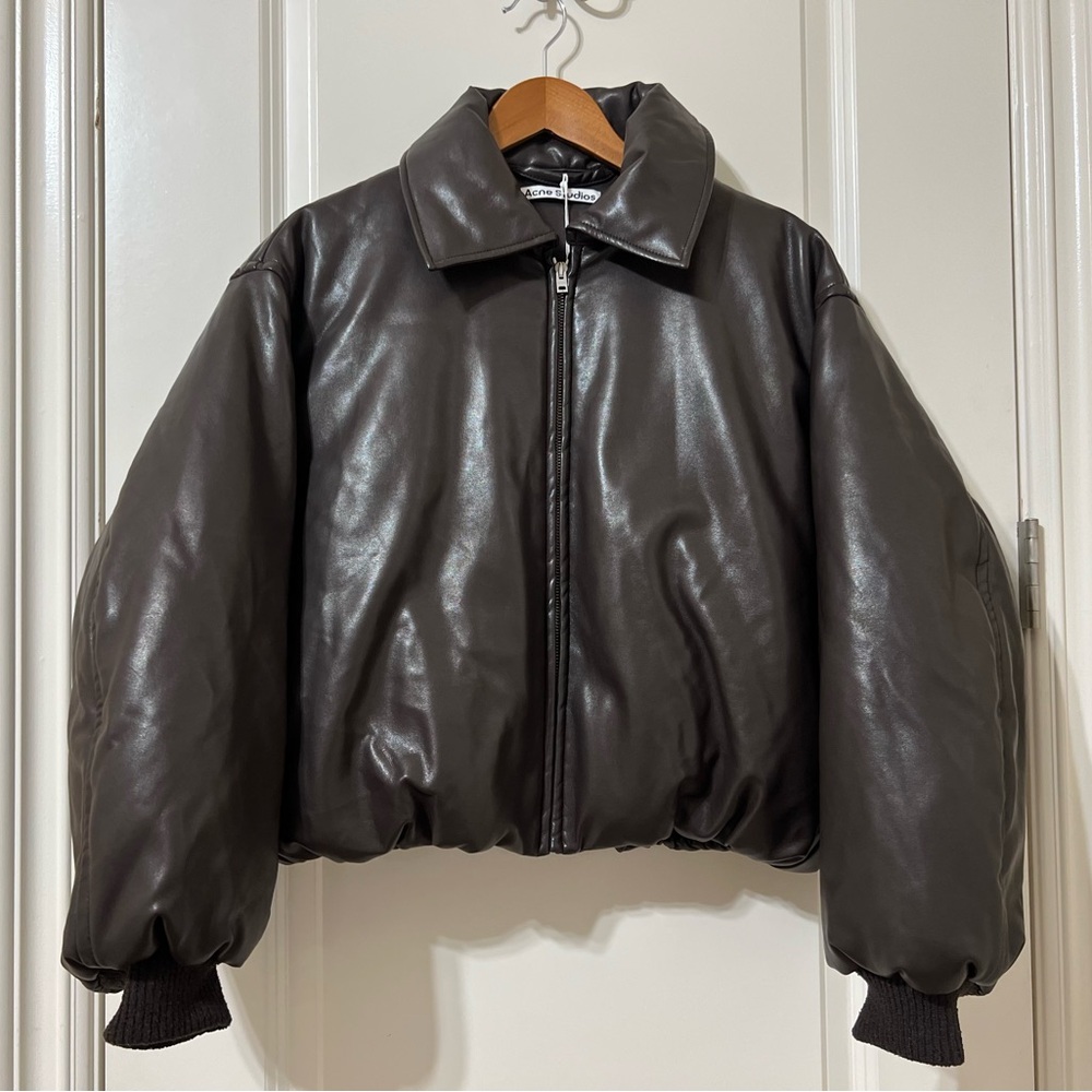 New Acne Studios Dark Brown Leather Jacket